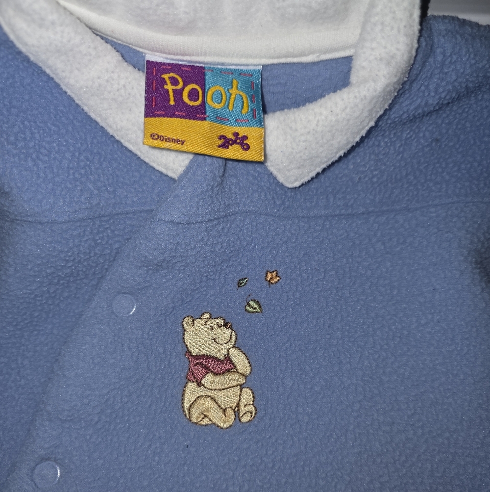 Vintage Disney Pooh Blue and White Fleece Onesie